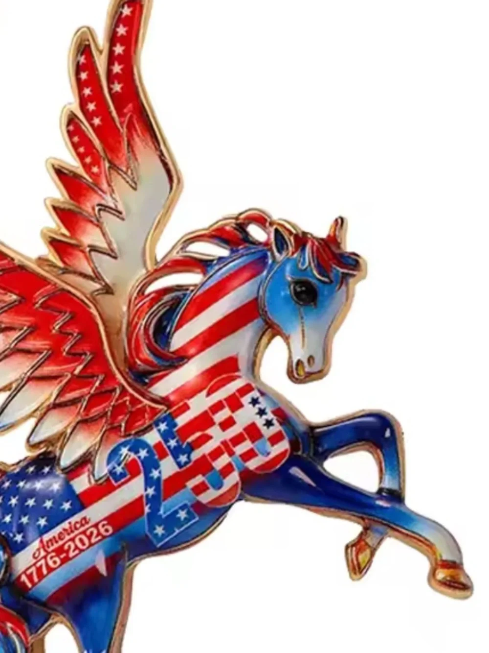 Patriotic Pegasus USA Flag 250 Brooch